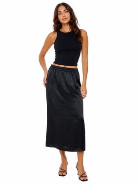 GAP Black Pull-On Satin Midi
Skirt Size Small